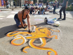 Professional chalk artist, hand painted sidewalk art
